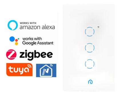 Imagem de Interruptor Inteligente 3 Botões Touch Wi-fi App Alexa Vidro