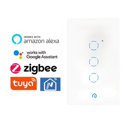 Imagem de Interruptor Inteligente 3 Botões Touch Wi-fi App Alexa Vidro