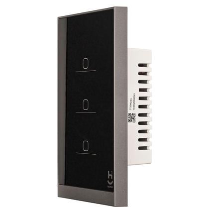 Imagem de Interruptor Inteligente 3 Teclas Conexão Zigbee Compatível com Assistente de voz, IOS e Android Preto - Geonav