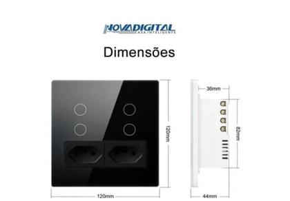 Imagem de Interruptor Inteligente 4x4 4 Botoes e 2 tomadas smarth tuya