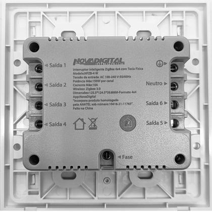 Imagem de Interruptor Inteligente 4X4 Com 4 Teclas Fisicas Zigbee Novadigital NFZB-4-B