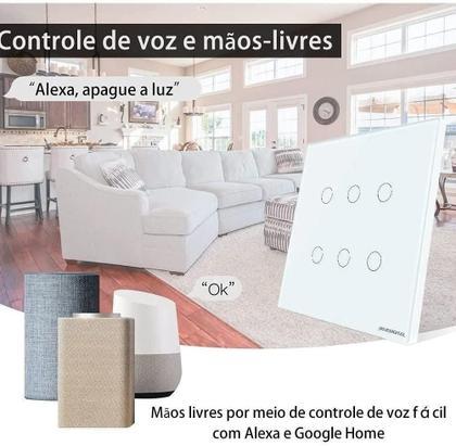 Imagem de Interruptor Inteligente 4X4 Wifi 6 Botões Touch Alexa Google