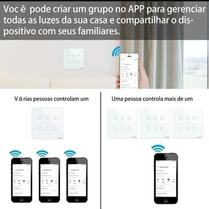 Imagem de Interruptor Inteligente 4X4 Wifi 6 Botões Touch Alexa Google