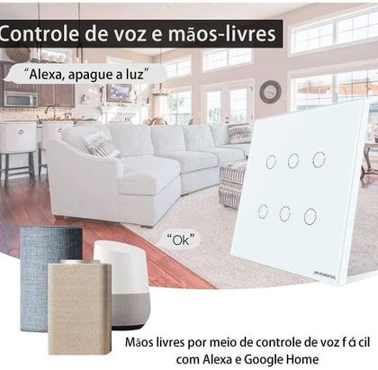Imagem de Interruptor Inteligente 4X4 Wifi 6 Botões Touch Alexa Google