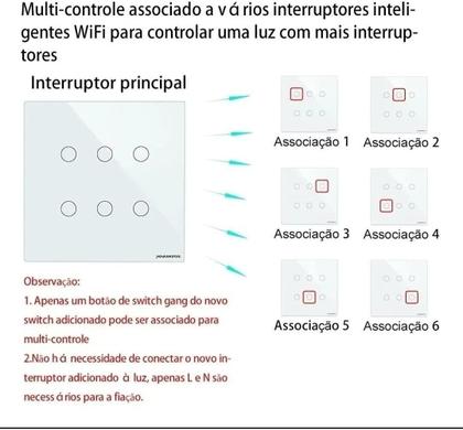 Imagem de Interruptor Inteligente 4X4 Wifi 6 Botões Touch Alexa Google