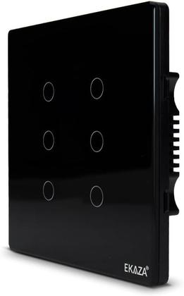 Imagem de Interruptor Inteligente 6 botões 4X4 Wifi PRETO Compatível Google home e Alexa EKAZA EKAT-T3074-6P