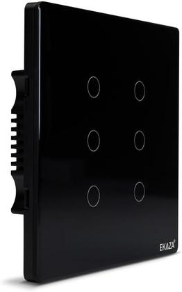 Imagem de Interruptor Inteligente 6 botões 4X4 Wifi PRETO Compatível Google home e Alexa EKAZA EKAT-T3074-6P