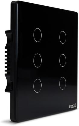 Imagem de Interruptor Inteligente 6 botões 4X4 ZIGBEE PRETO Google home Alexa EKAZA EKAT-T3074-6PZ