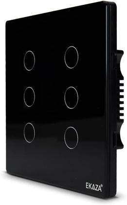 Imagem de Interruptor Inteligente 6 botões 4X4 ZIGBEE PRETO Google home Alexa EKAZA EKAT-T3074-6PZ