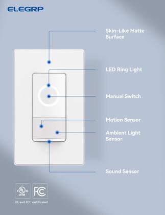 Imagem de Interruptor inteligente com sensor de movimento ELEGRP 2,4 GHz Wi-Fi Alexa Google