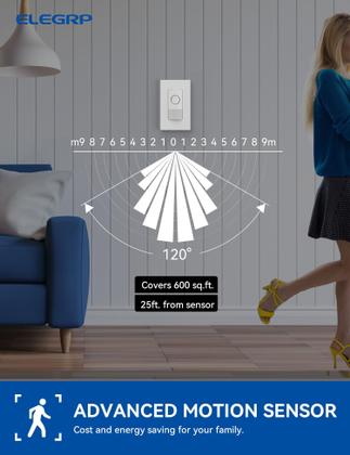 Imagem de Interruptor inteligente com sensor de movimento ELEGRP 2,4 GHz Wi-Fi Alexa Google