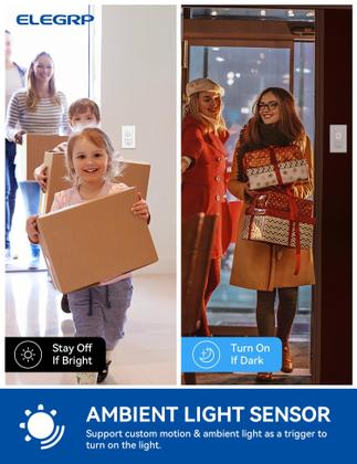 Imagem de Interruptor inteligente com sensor de movimento ELEGRP 2,4 GHz Wi-Fi Alexa Google