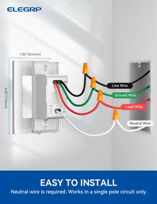 Imagem de Interruptor inteligente com sensor de movimento ELEGRP 2,4 GHz Wi-Fi Alexa Google