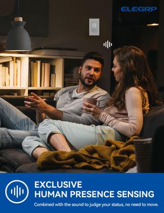 Imagem de Interruptor inteligente com sensor de movimento ELEGRP 2,4 GHz Wi-Fi Alexa Google