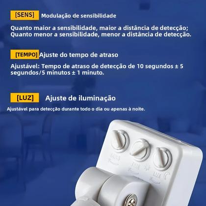 Imagem de Interruptor Inteligente Com Sensor De Movimento LED Para Exterior 110V-220V Sensor De Luz PIR
