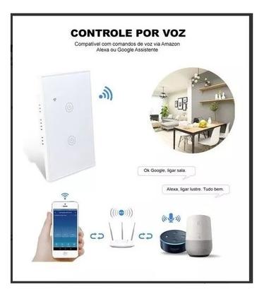 Imagem de Interruptor Inteligente Com Wifi 2 Botões Touch Branco 4x2