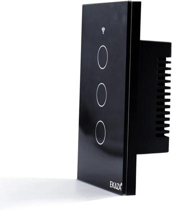Imagem de Interruptor Inteligente EKAZA 3 Botões Preto WiFi+BLE+RF