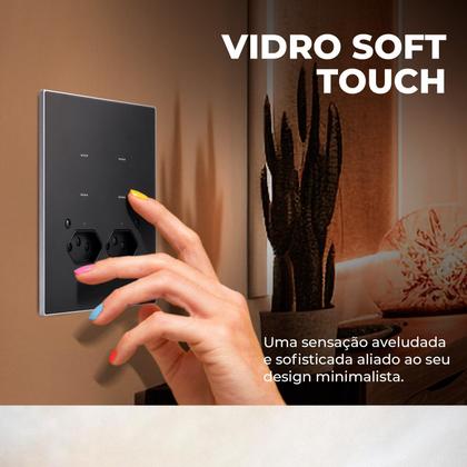 Imagem de Interruptor inteligente fosco 4x4 Com 2 Tomada Soft Touch Série Vênus Wifi ekaza