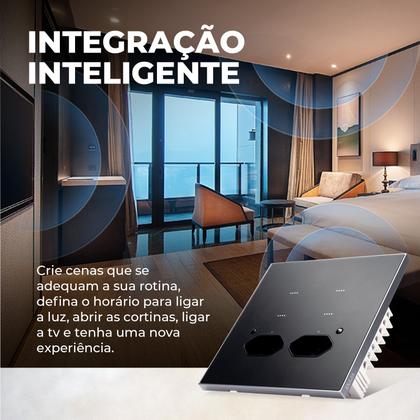 Imagem de Interruptor inteligente fosco 4x4 Com 2 Tomada Soft Touch Série Vênus Wifi ekaza
