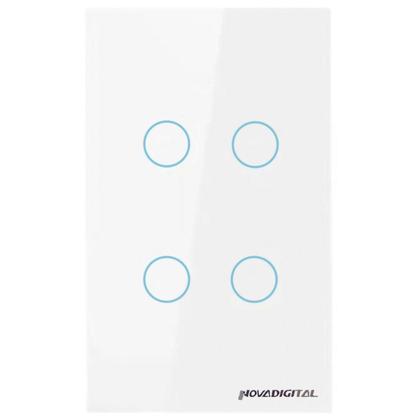 Imagem de Interruptor inteligente Lite 4 botões touch Wi-Fi branco Novadigital (4x2) LITE-WS4-W