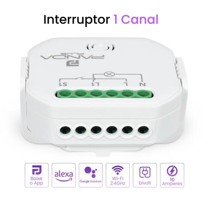 Imagem de Interruptor Inteligente Mini Módulo Relé Wifi 1 ou 2 Canais 10A Alexa Google Tuya SmartLife Bivolt 2300W Automação