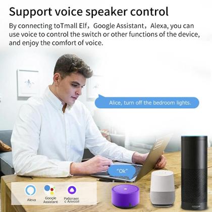 Imagem de Interruptor Inteligente Mini Tuya WiFi 16A 20A Controle Bidirecional Compatível Com Smart Life Alexa