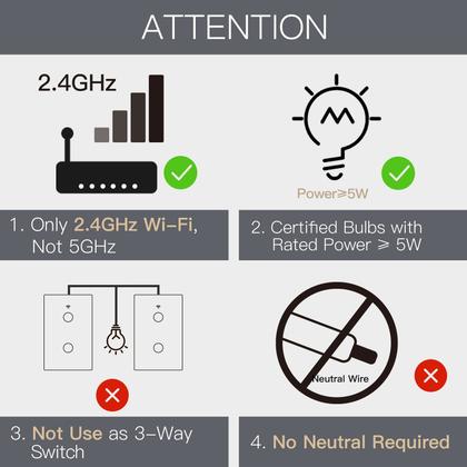 Imagem de Interruptor inteligente MOES Touch Wall Single Live Wire 2 Gang 110V