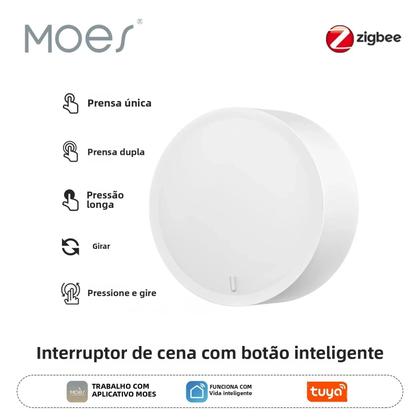 Imagem de Interruptor Inteligente MOES ZigBee Sem Fio Com Bateria, Controlador De Cena Para App SmartLife