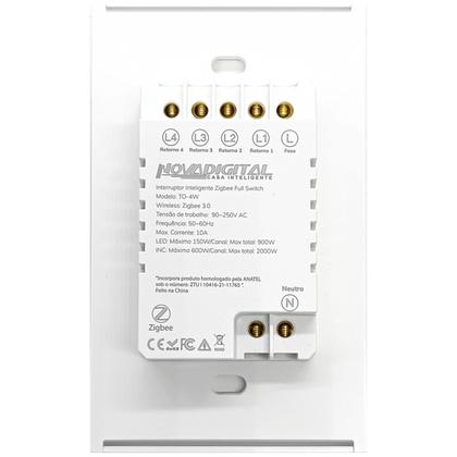 Imagem de Interruptor Inteligente NovaDigital Topázio 4x2 Zigbee 3.0 Full Switch Branco