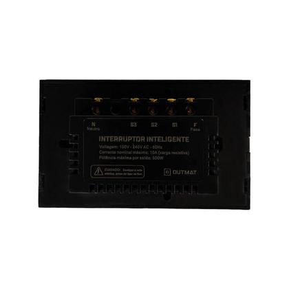 Imagem de Interruptor Inteligente Outmat Touch Wi-Fi 4X2 3 Bot. Preto