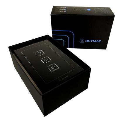 Imagem de Interruptor Inteligente Outmat Touch Wi-Fi 4X2 3 Bot. Preto