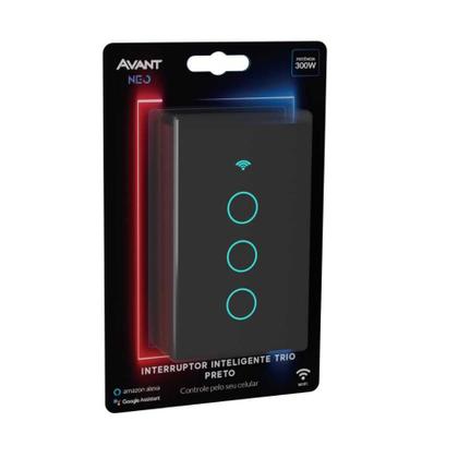 Imagem de Interruptor Inteligente Preto Wifi 3 Botoes Touch Avant Neo