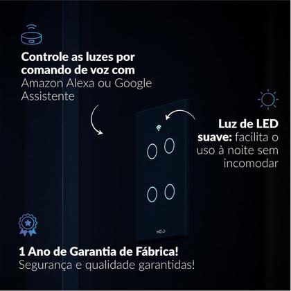 Imagem de Interruptor Inteligente Smart Wi-fi Alexa google 4 Botões 4x4 Bivolt Preto Cod: 291990428 Neo Avant