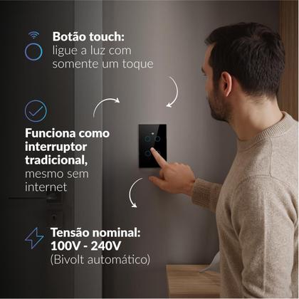 Imagem de Interruptor Inteligente Smart Wi-fi Alexa google 4 Botões 4x4 Bivolt Preto Cod: 291990428 Neo Avant