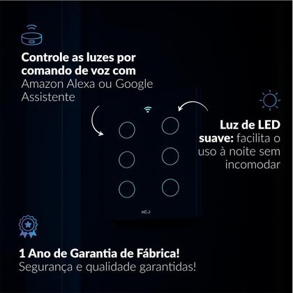 Imagem de Interruptor Inteligente Smart Wi-fi Alexa google 6 Botões 4x4 Bivolt Preto Cod: 291990446 Neo Avant