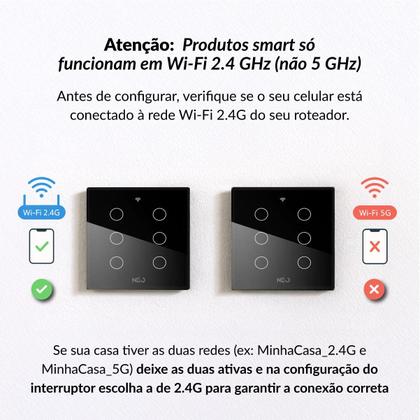 Imagem de Interruptor Inteligente Smart Wi-fi Alexa google 6 Botões 4x4 Bivolt Preto Cod: 291990446 Neo Avant