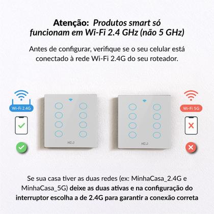 Imagem de Interruptor Inteligente Smart Wi-fi Alexa google 8 Botões 4x4 Bivolt Branco Cod: 291990455 Neo Avant