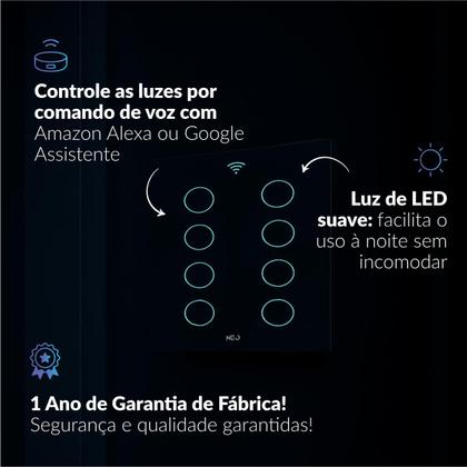 Imagem de Interruptor Inteligente Smart Wi-fi Alexa google 8 Botões 4x4 Bivolt Branco Cod: 291990455 Neo Avant