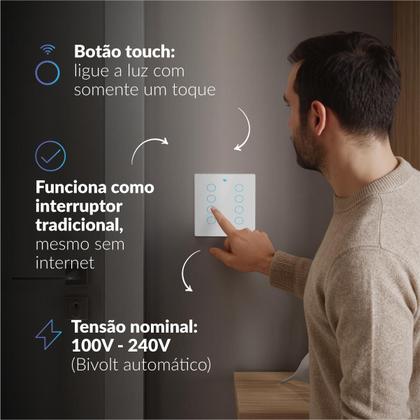 Imagem de Interruptor Inteligente Smart Wi-fi Alexa google 8 Botões 4x4 Bivolt Branco Cod: 291990455 Neo Avant