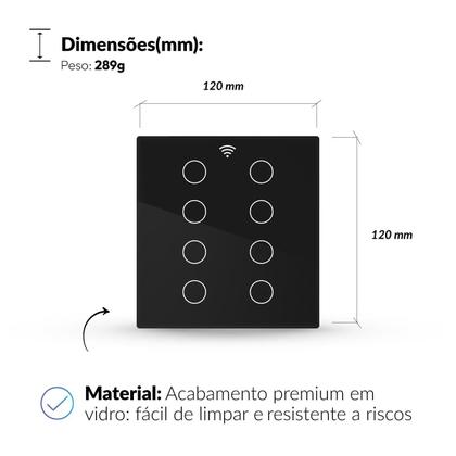 Imagem de Interruptor Inteligente Smart Wi-fi Alexa google 8 Botões 4x4 Bivolt Preto Cod: 291990464 Neo Avant