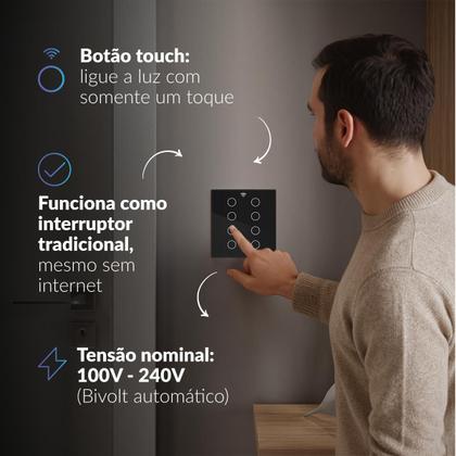 Imagem de Interruptor Inteligente Smart Wi-fi Alexa google 8 Botões 4x4 Bivolt Preto Cod: 291990464 Neo Avant