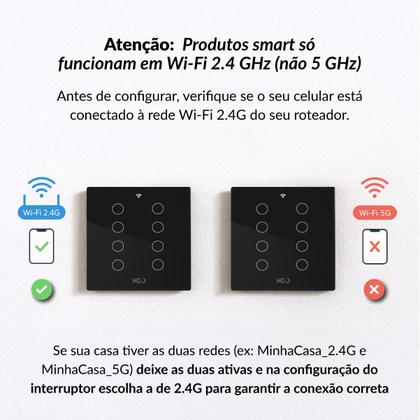Imagem de Interruptor Inteligente Smart Wi-fi Alexa google 8 Botões 4x4 Bivolt Preto Cod: 291990464 Neo Avant