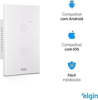 Imagem de Interruptor inteligente Smart Wi-fi Botão Touch Compatível Alexa e Google Home Elgin
