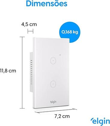 Imagem de Interruptor inteligente Smart Wi-fi Botão Touch Compatível Alexa e Google Home Elgin
