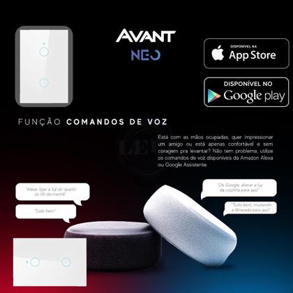 Imagem de Interruptor Inteligente Smart Wifi 2 Botões Touch Avant Neo