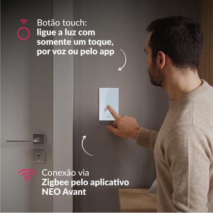 Imagem de Interruptor Inteligente Smart Zigbee Alexa 1 Botão Tomada 4x2 Bivolt Branco 291990644 Neo Avant