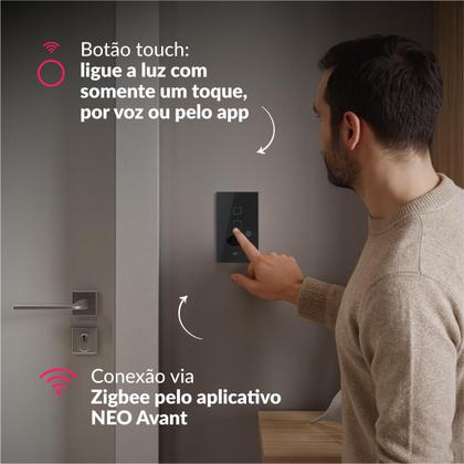 Imagem de Interruptor Inteligente Smart Zigbee Alexa 2 Botões Tomada 4x2 Bivolt Preto 291990654 Neo Avant