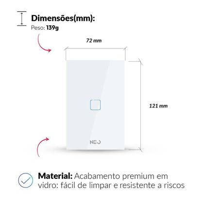 Imagem de Interruptor Inteligente Smart Zigbee Alexa google 1 Botão 4x2 Bivolt Branco Cod: 291990482 Neo Avant