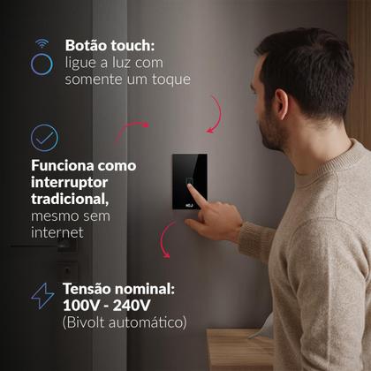 Imagem de Interruptor Inteligente Smart Zigbee Alexa google 1 Botão 4x2 Bivolt Preto Cod: 291990491 Neo Avant