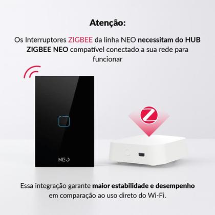 Imagem de Interruptor Inteligente Smart Zigbee Alexa google 1 Botão 4x2 Bivolt Preto Cod: 291990491 Neo Avant